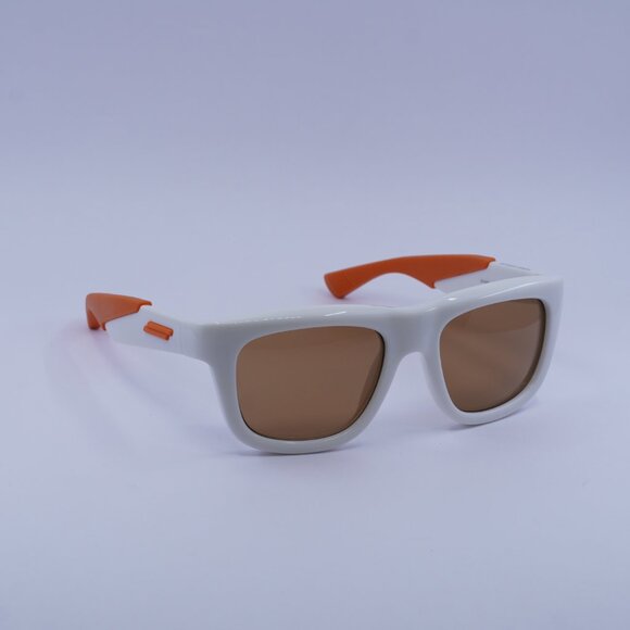 Bottega Veneta BV1233S 004 Sunglasses Ivory/Orange Square Frame, Brown Lenses - Picture 4 of 11